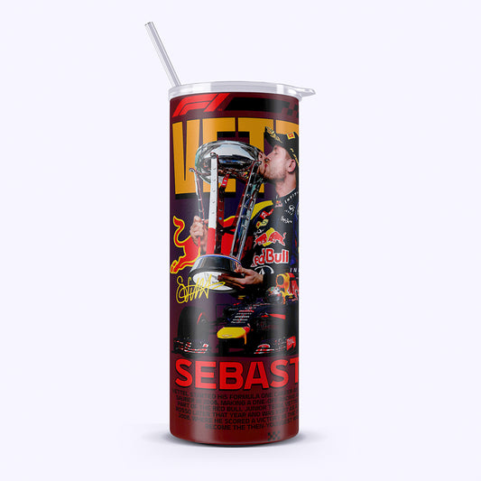 Sebastian Vettel 20oz Tumbler – Stainless Steel, Insulated, With Straw