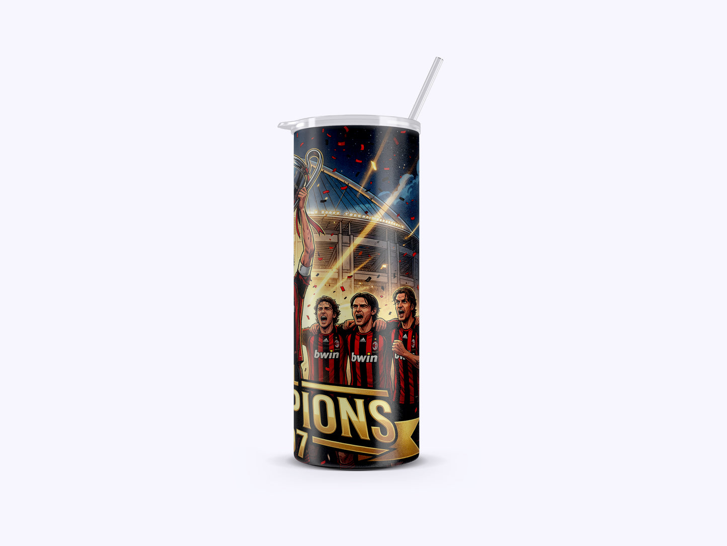 Tumbler with sports team design on a white background