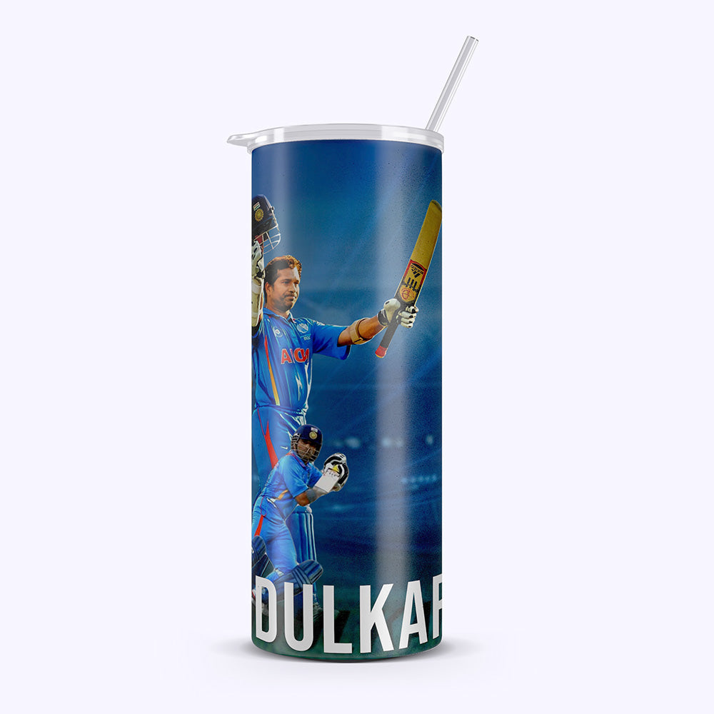 Schin Tendulkar 20oz Tumbler – Stainless Steel, Insulated, With Straw