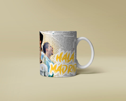 Mug with a printed design on a beige background