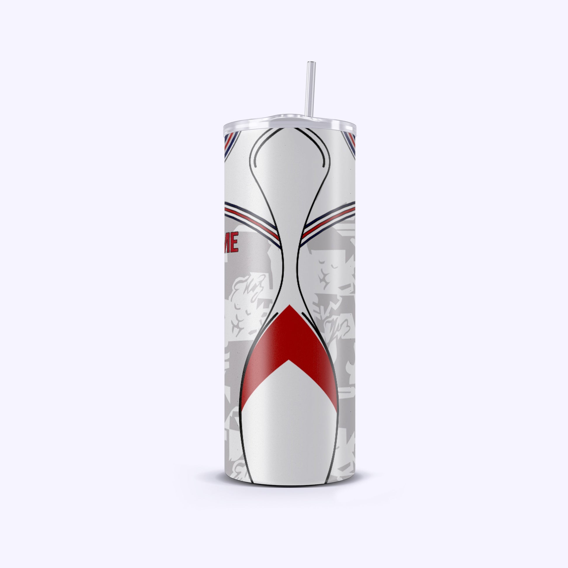 Tumbler with a unique design on a white background