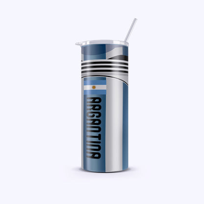 Tumbler with Argentina design on a white background