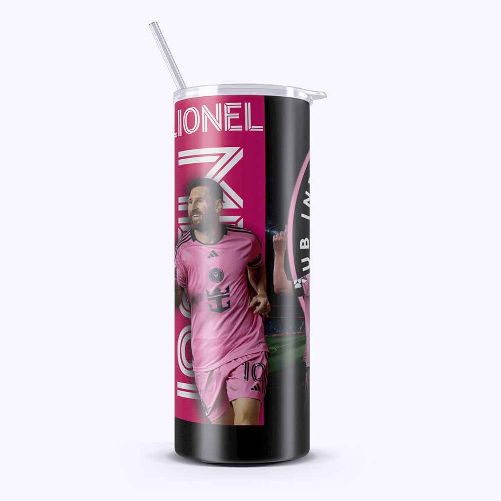 Inter Miami Messi 20oz Tumbler – Stainless Steel, Insulated, With Straw