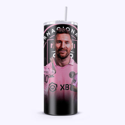 Inter Miami Messi 20oz Tumbler – Stainless Steel, Insulated, With Straw