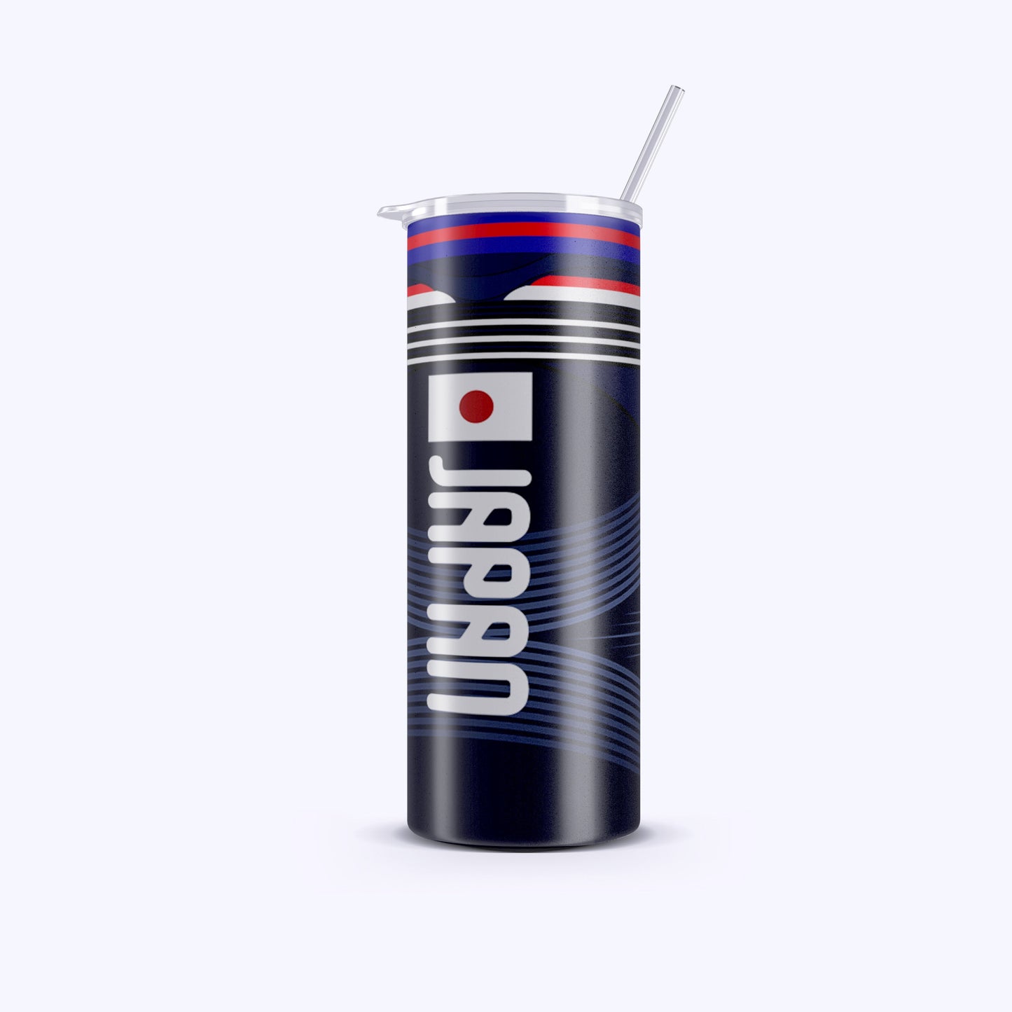 Tumbler with a design featuring the word 'Japan' on a white background