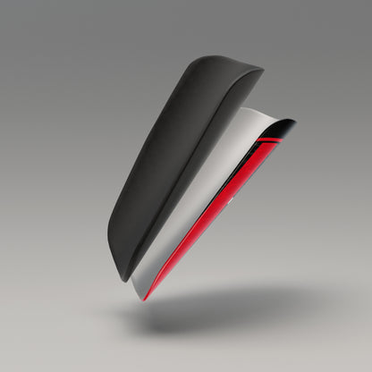 Phone case with customizable text on a gray background