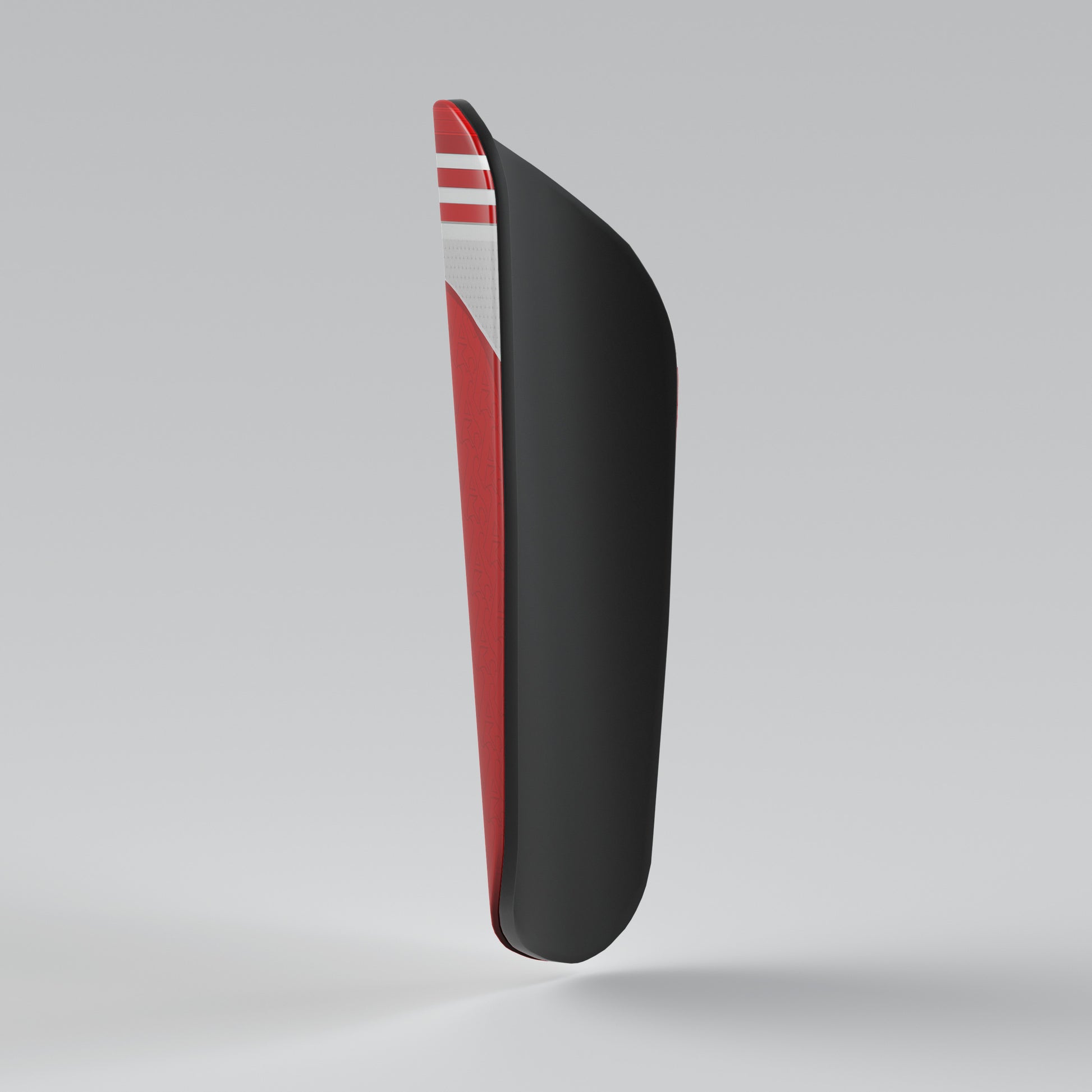 Black and red object on a gray background