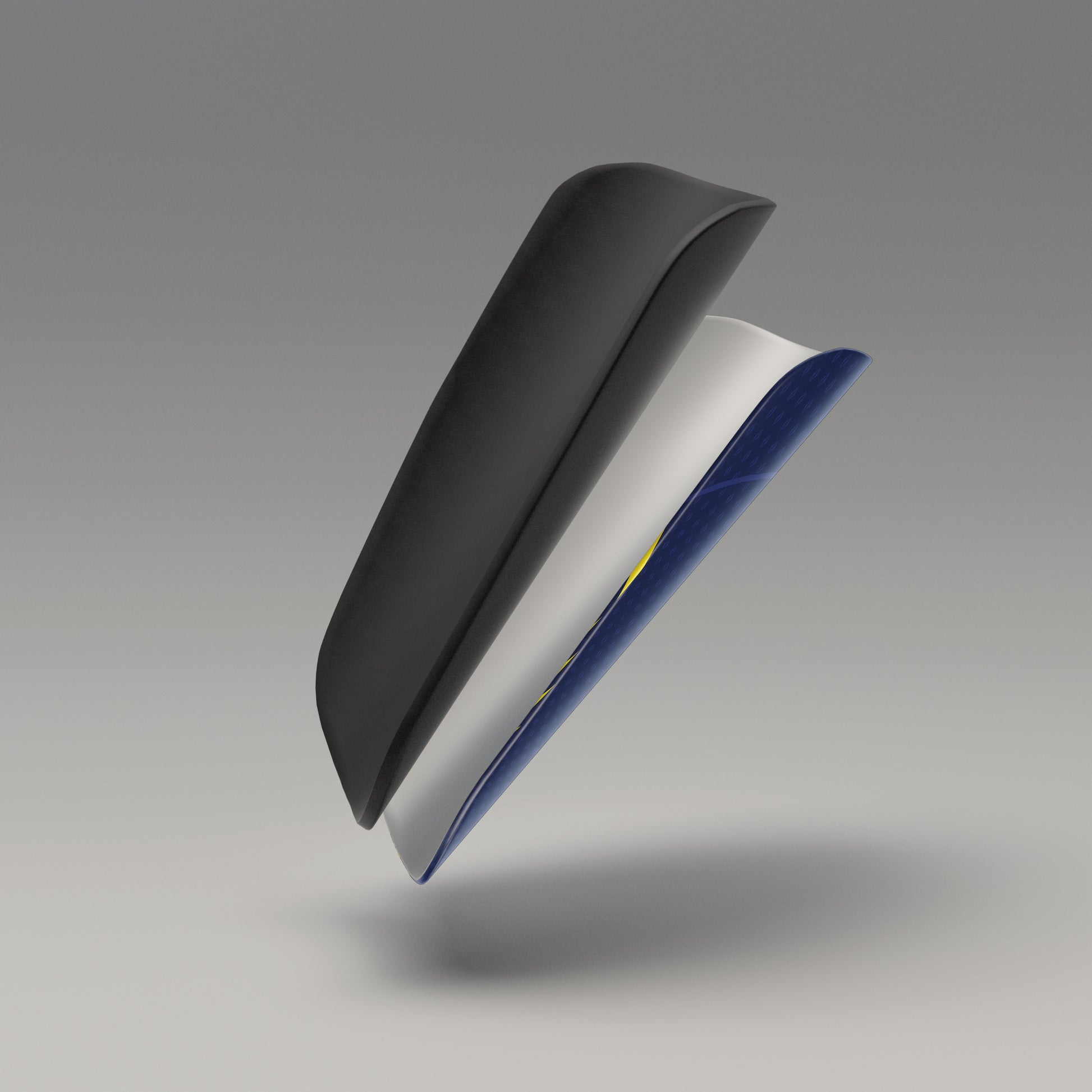 Black and blue car spoiler on a gray background