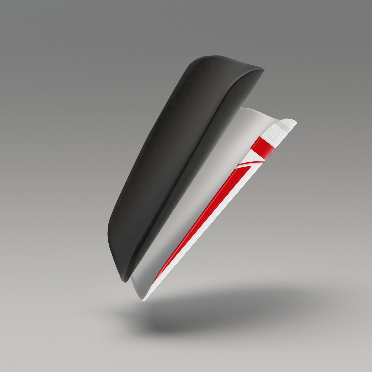 Black and red car spoiler on a gray background