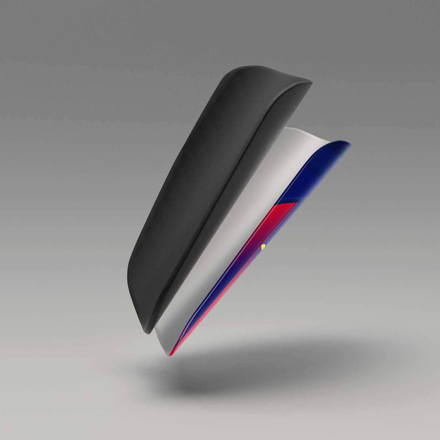 Black and blue car spoiler on a gray background