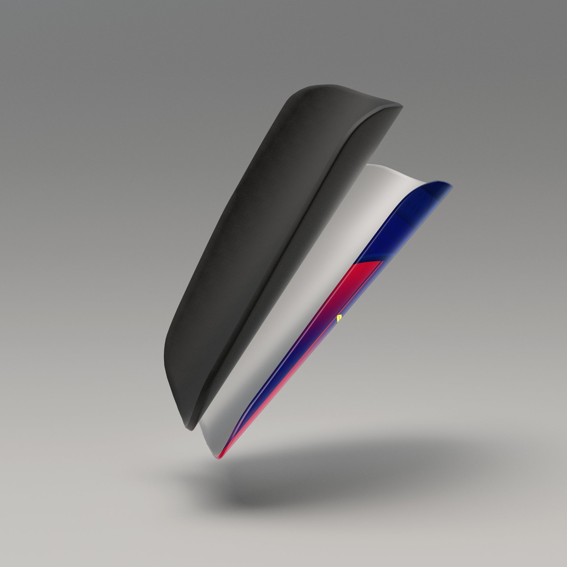 Black and blue car spoiler on a gray background