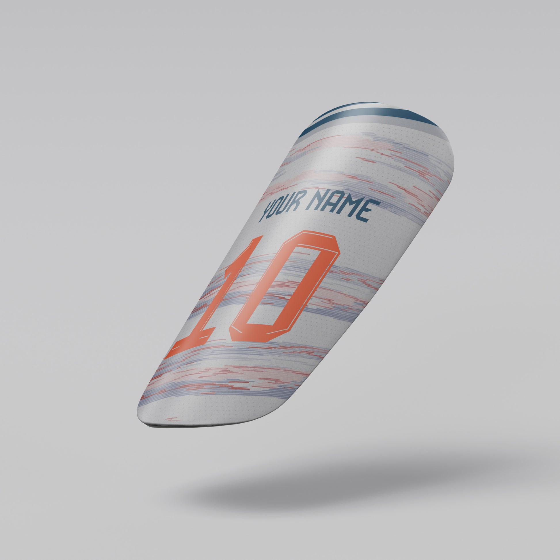 Marbled design cup with customizable text on a gray background