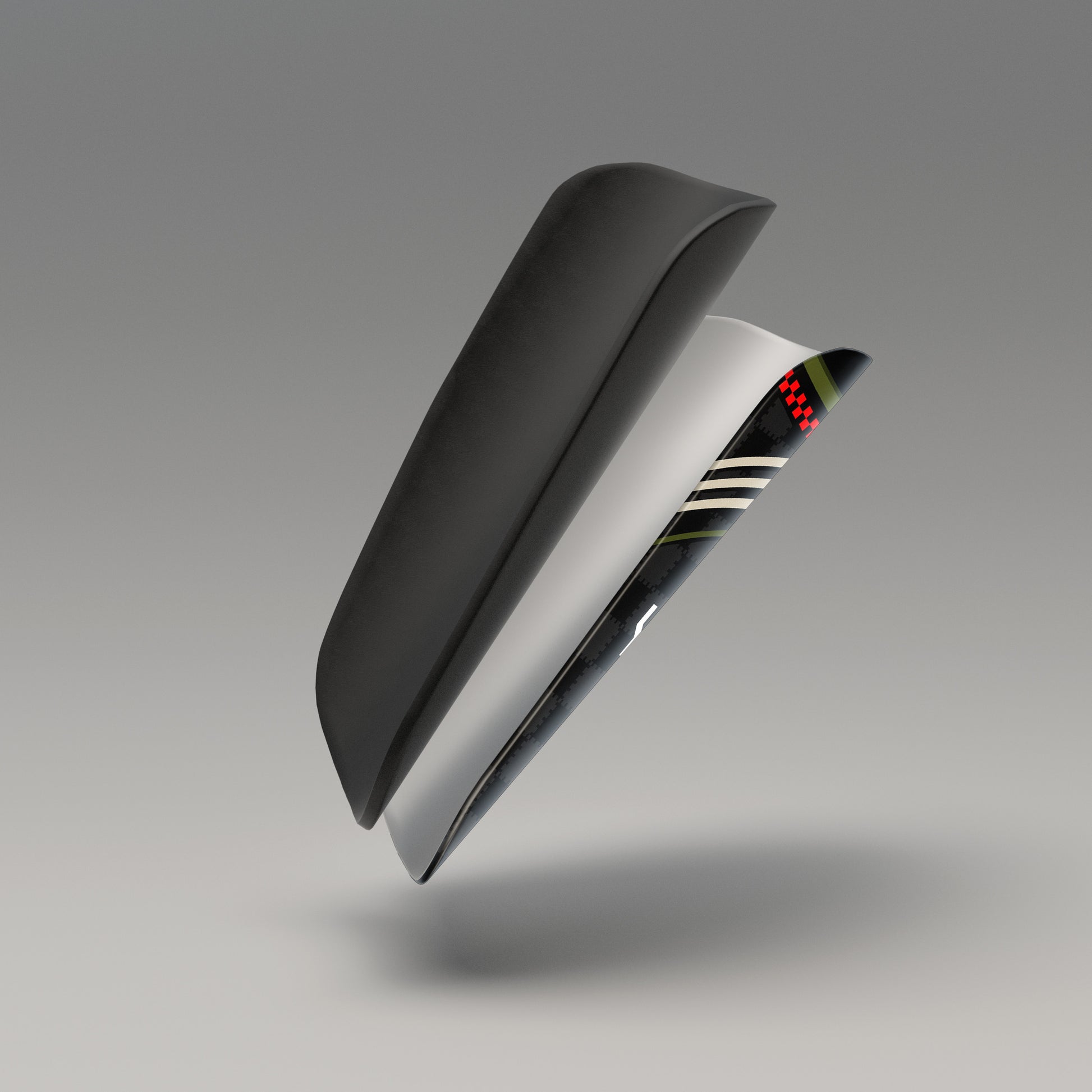 Black and blue car spoiler on a gray background