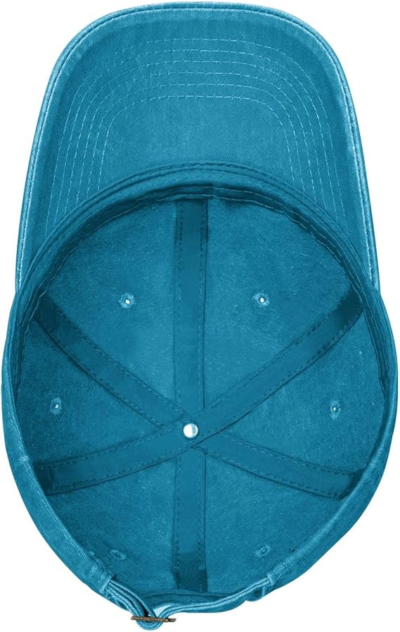 Blue baseball cap from a top-down perspective on a white background