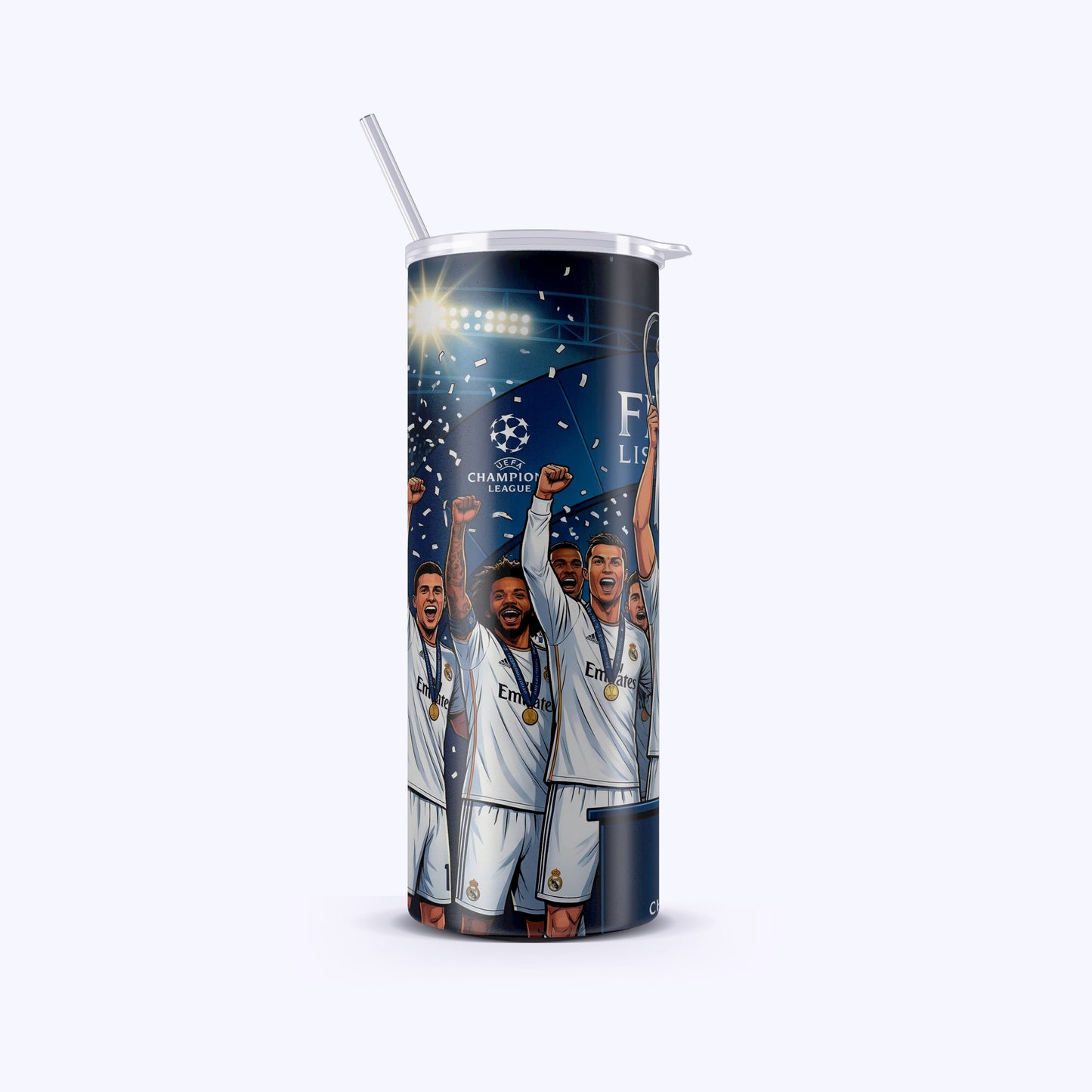 Tumbler with sports team design on a white background