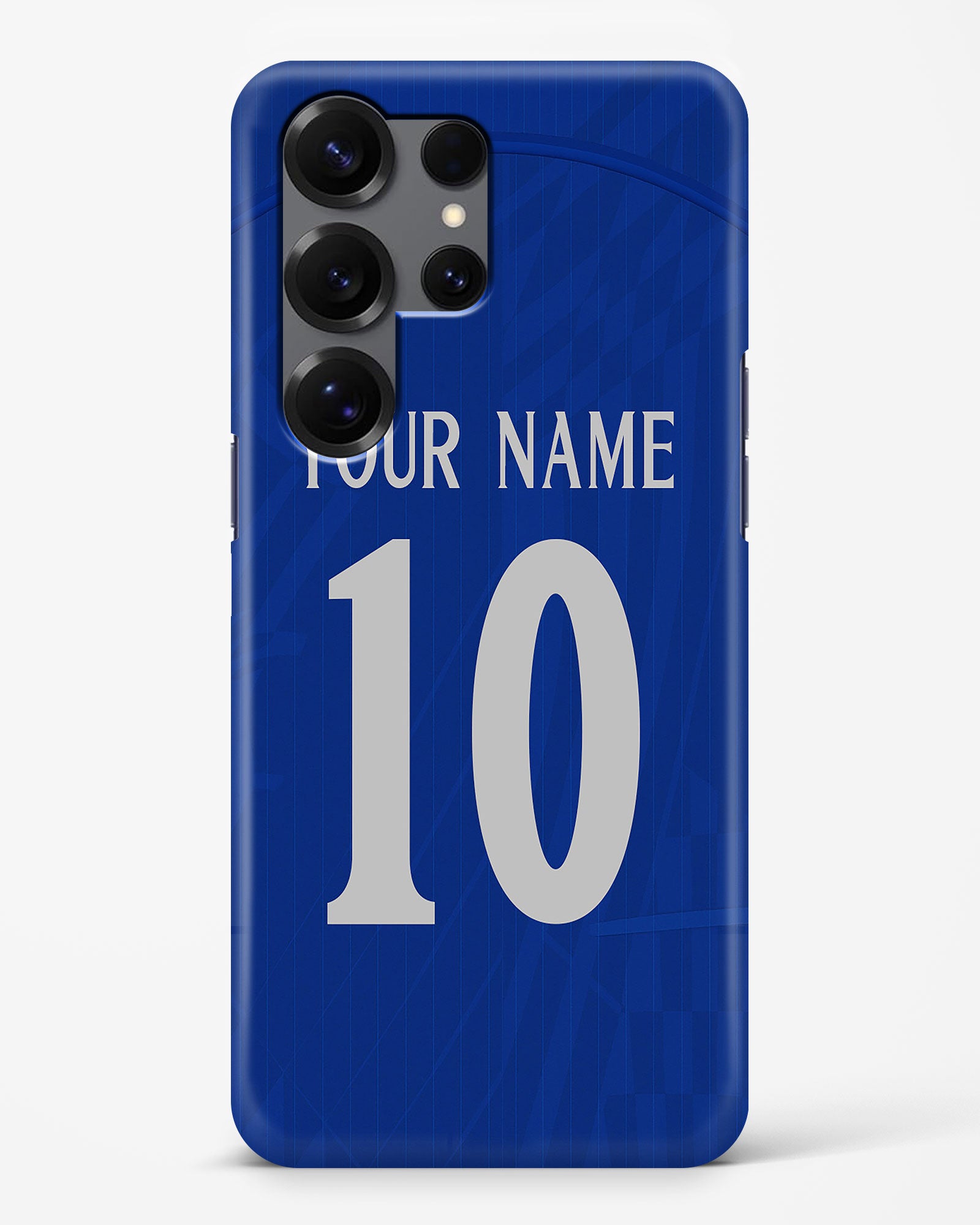 Name and number hard case in Chelsea Home 25/26 jersey style