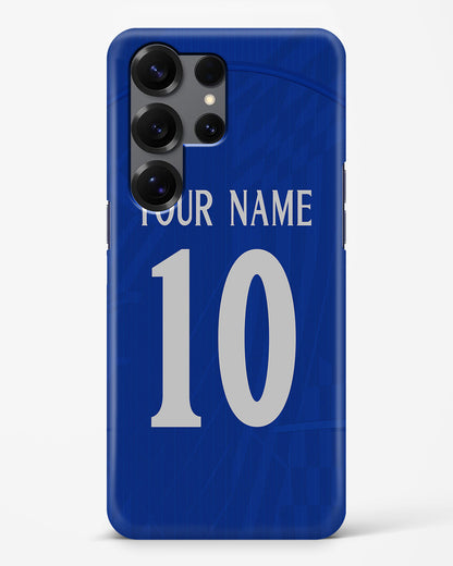 Name and number hard case in Chelsea Home 25/26 jersey style