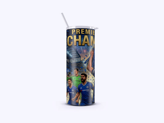 Tumbler with sports team branding and 'Premier League' text on a white background