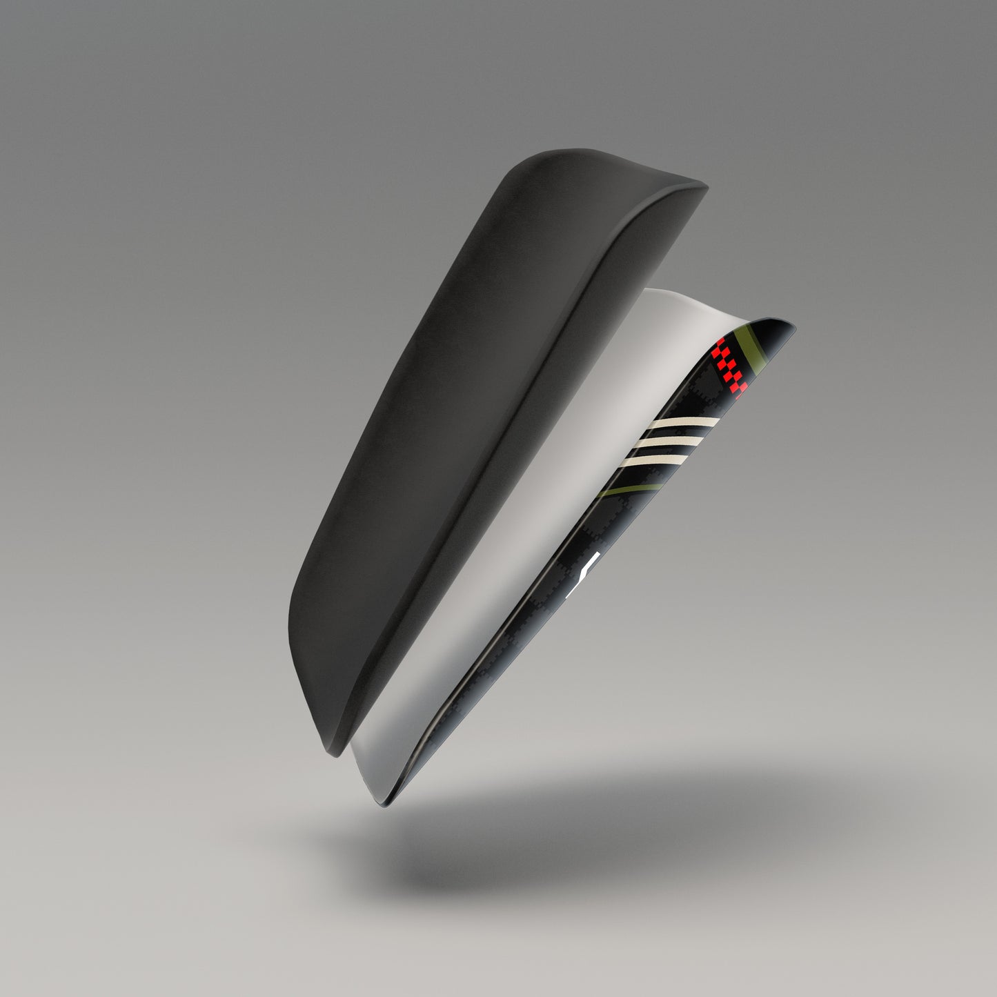 Black and blue car spoiler on a gray background