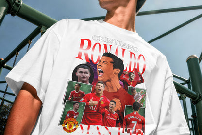Close up of Cristiano Ronaldo Manchester United collage graphic design t shirt