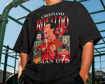 Flat lay Cristiano Ronaldo Manchester United legacy graphic t shirt