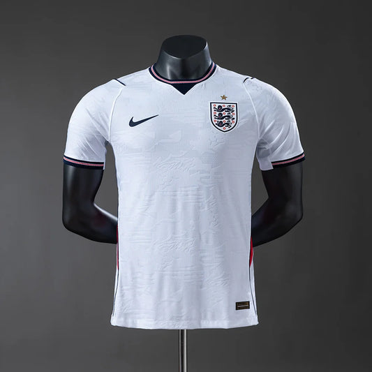 White sports jersey with Nike logo on a mannequin against a gray background