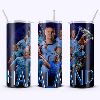 Erling Haaland 20oz Tumbler – Stainless Steel, Insulated, With Straw