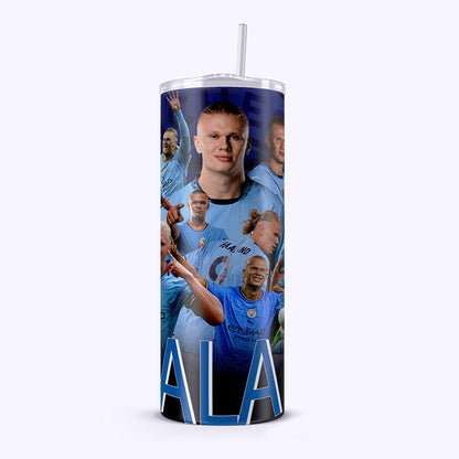 Erling Haaland 20oz Tumbler – Stainless Steel, Insulated, With Straw