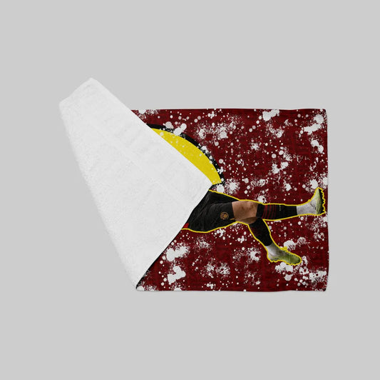 Product packaging with a red and yellow design on a gray background