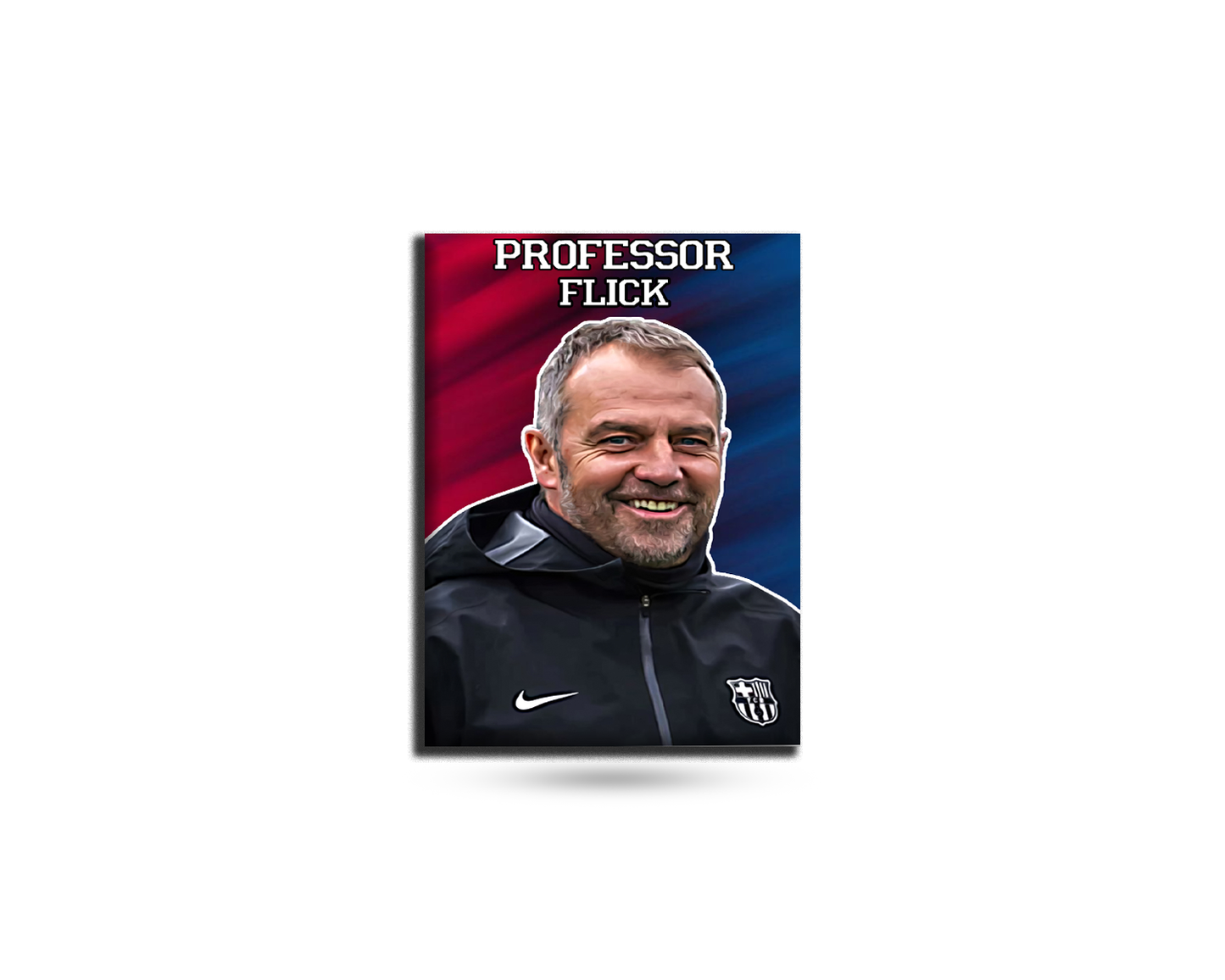 Poster of a man with 'Professor Flick' text on a red and blue background