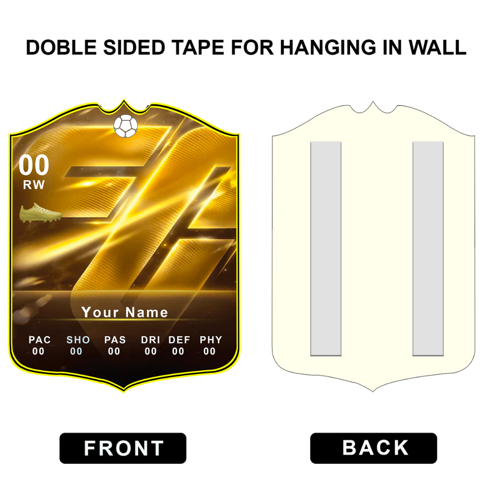 Double-sided tape packaging with front and back views on a white background