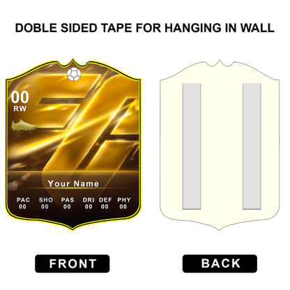 Double-sided tape packaging with front and back views on a white background