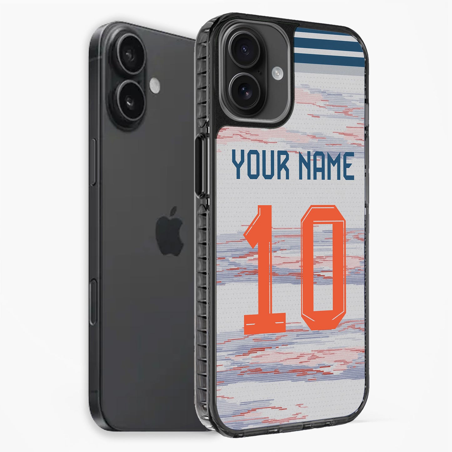 Phone case with 'Your Name' and number '10' design on a white background