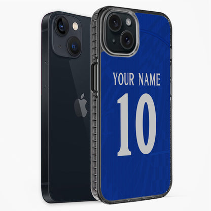 Blue phone case with 'Your Name' and '10' text on a white background