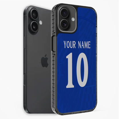 Phone case with 'Your Name' and number '10' on a blue background