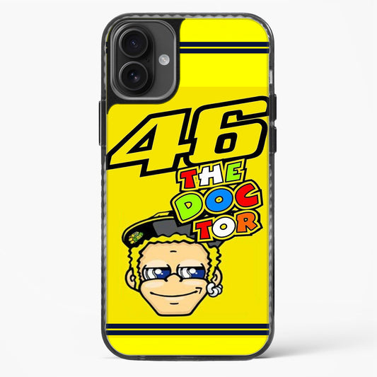 Phone case with a yellow background, number 46, and cartoon character on a white background
