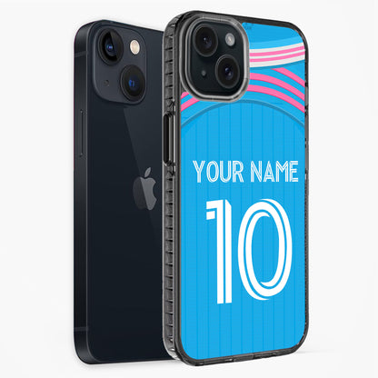 Phone case with 'Your Name' and number '10' on a blue background