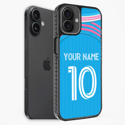 Phone case with 'Your Name' and number '10' on a blue background