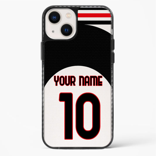 Phone case with customizable text on a white background