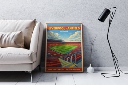 Poster of Liverpool Anfield stadium in a living room setting