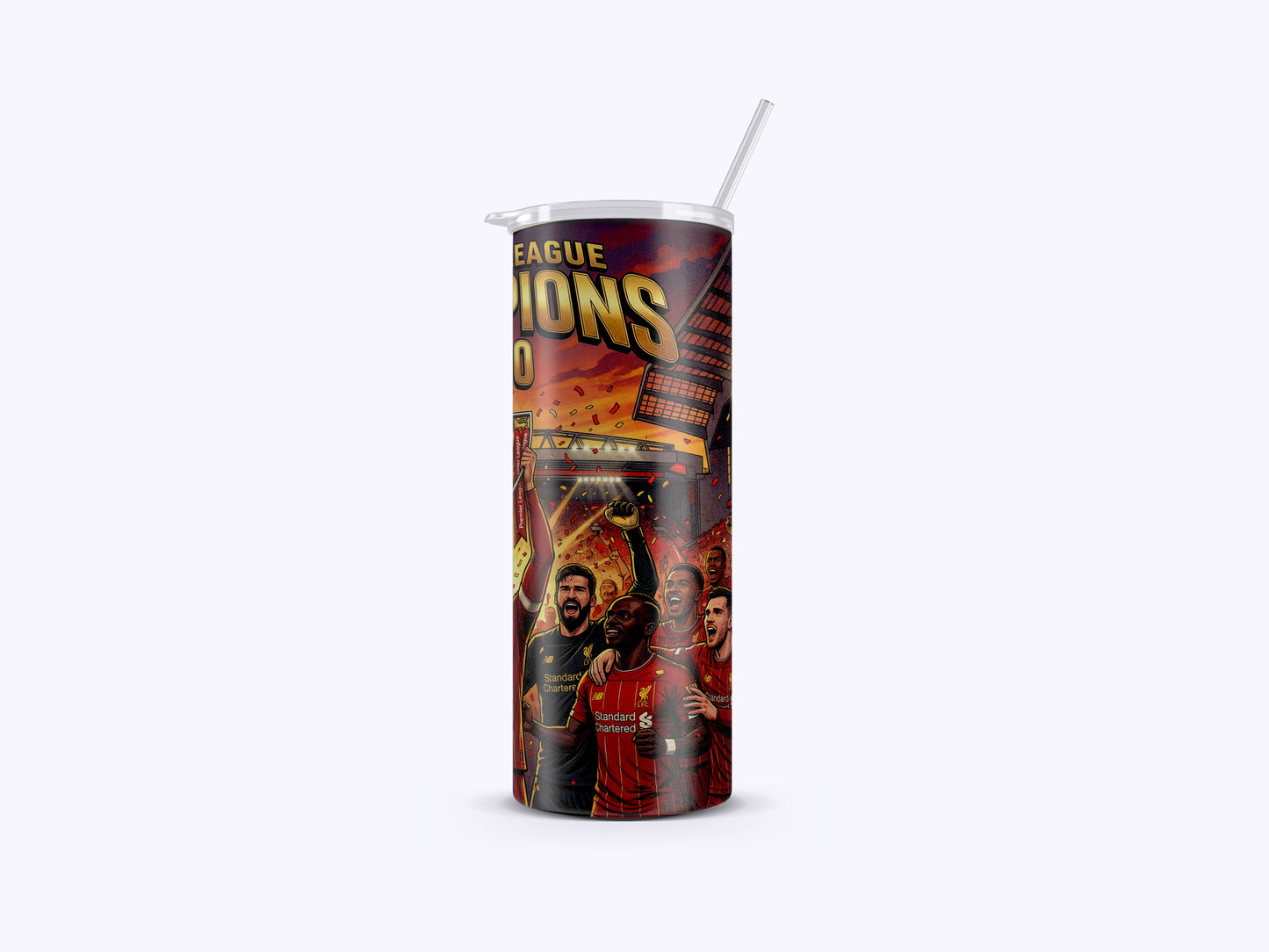 Tumbler with sports team design on a white background