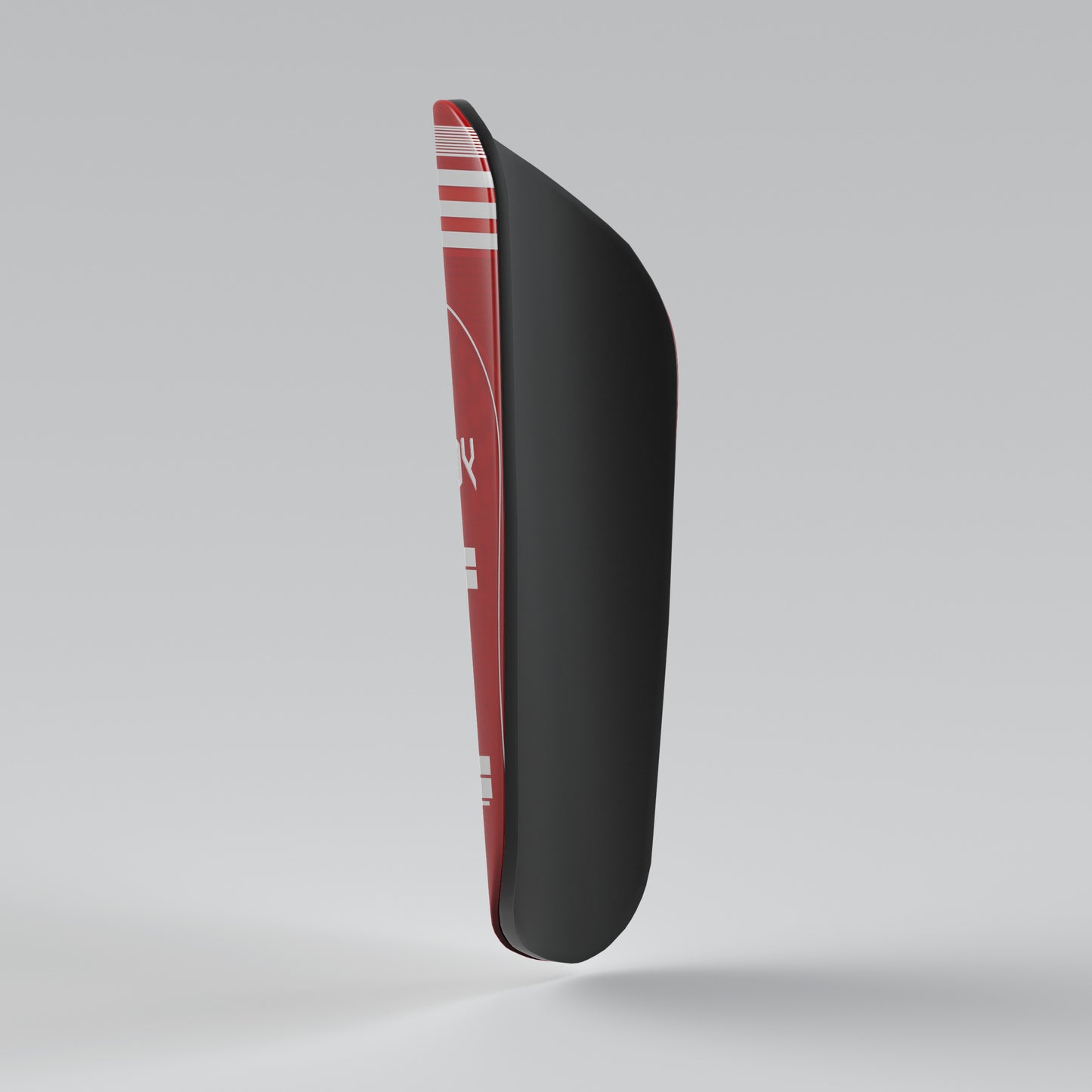 Black and red sports equipment on a gray background