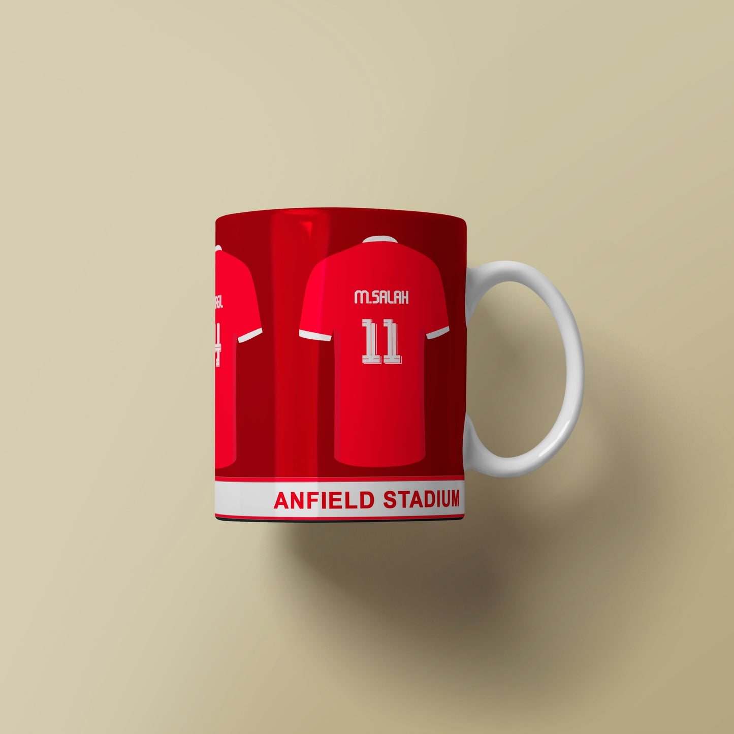 Phone case with customizable name and number design on a gray background