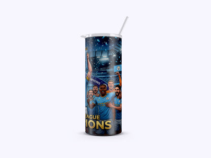 Tumbler with sports team design on a white background