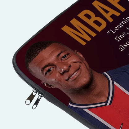 Pouch with a person's face and 'MBAR' text on a dark background