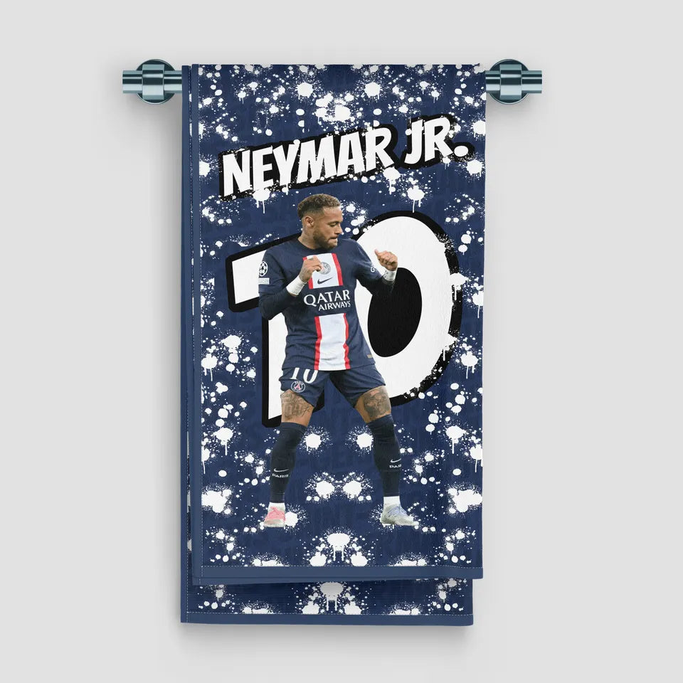 Card featuring a soccer player with 'Neymar Jr.' text on a blue background
