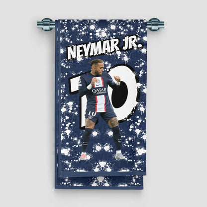 Card featuring a soccer player with 'Neymar Jr.' text on a blue background