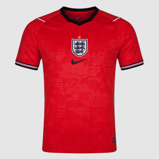 Red sports jersey with Nike logo on a gray background