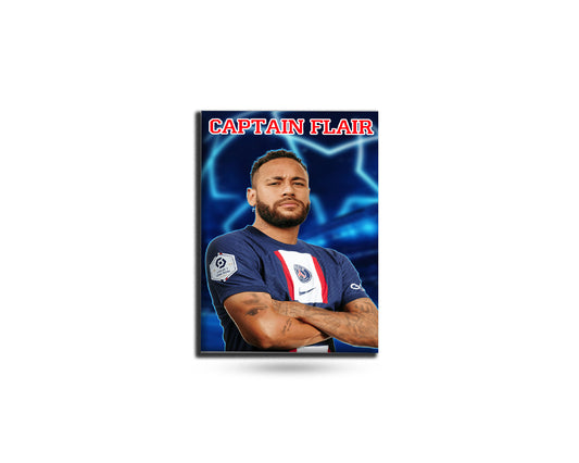 Person wearing a sports jersey with 'Captain Flair' text on a blue star background