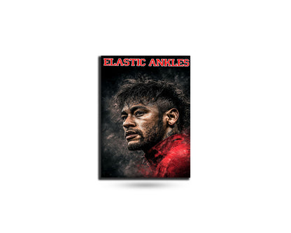 Poster with a person's face and 'Elastic Ankle' text on a white background